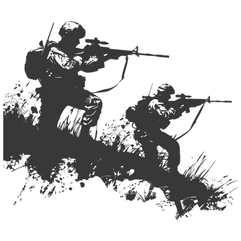 AI generated silhouette of a modern war situation black color only png