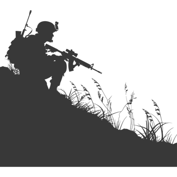 AI generated silhouette of a modern war situation black color only png