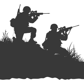 AI generated silhouette of a modern war situation black color only png