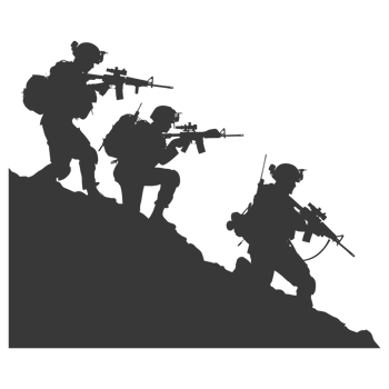 AI generated silhouette of a modern war situation black color only png
