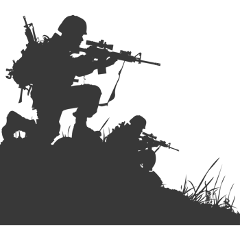 AI generated silhouette of a modern war situation black color only png
