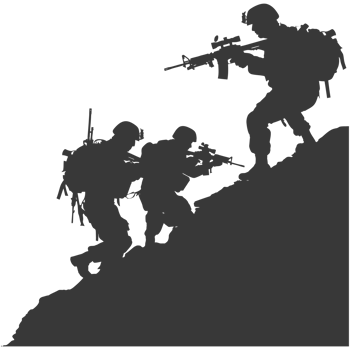 AI generated silhouette of a modern war situation black color only png