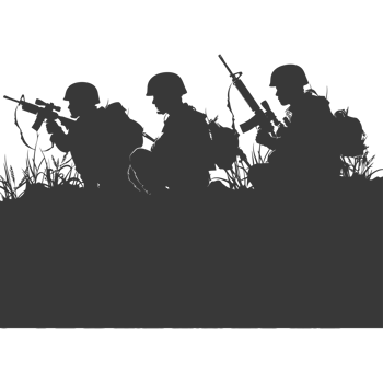 AI generated silhouette of a modern war situation black color only png