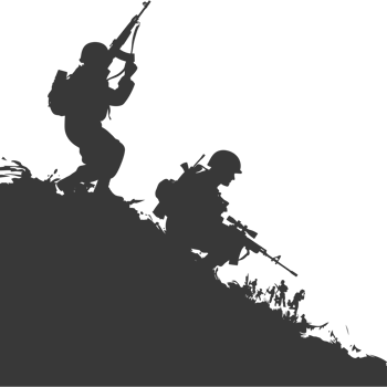 AI generated silhouette of a modern war situation black color only png