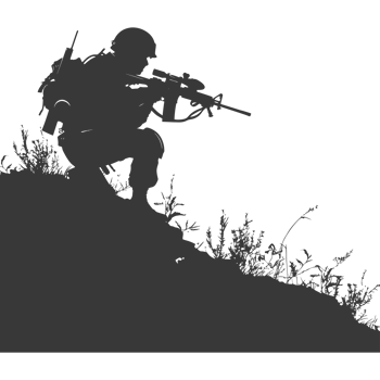 AI generated silhouette of a modern war situation black color only png