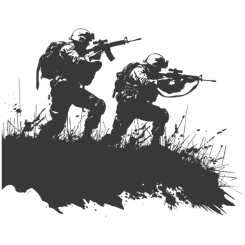 AI generated silhouette of a modern war situation black color only png