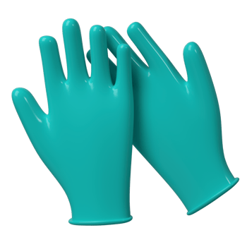 Medical latex 3D two surgical gloves icon. Details turquoise Rendering illustration png