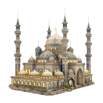 AI generated 3D Rendering of a Islamic Beautiful Mosque on Transparent Background - Ai Generated png