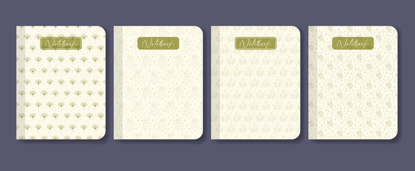 Notebook cover collection in beige colors. Diary design aesthetic esoteric artwork illustration vector