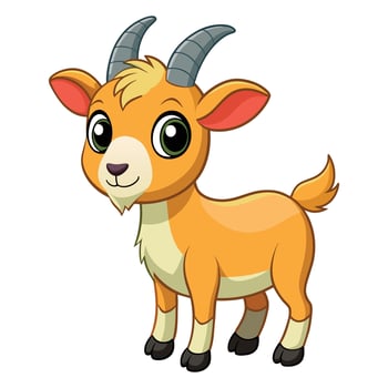 Illustration of Cute Cartoon Goat on White vector