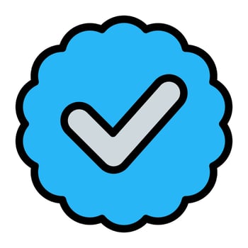 verified check badge stamp simple line icon symbol vector