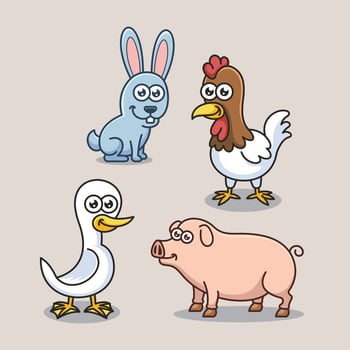 Cartoon Farm barn domestic animal for education kids children vector design art