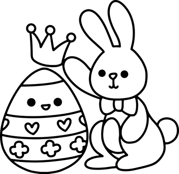 Rabbit with Easter egg outline coloring png