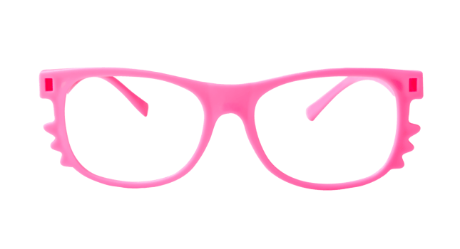 Front view of fashion glasses frame or rims of spectacles for lady and kids isolated with clipping path in png file format. Fashion sun glasses
