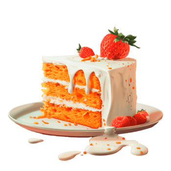 AI generated A piece of carrot cake with berries, watercolor illustration. Design for cooking. png