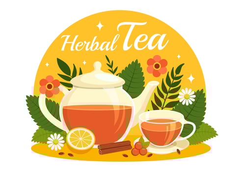 Herbal Tea Vector Illustration with Chamomile Leaves of Health Drink Green and Mixture of Flowers to Increase Endurance in Flat Cartoon Background