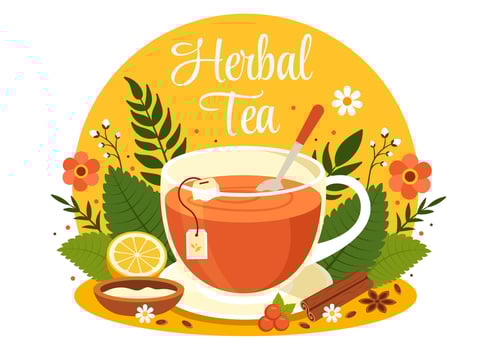 Herbal Tea Vector Illustration with Chamomile Leaves of Health Drink Green and Mixture of Flowers to Increase Endurance in Flat Cartoon Background