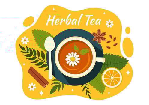 Herbal Tea Vector Illustration with Chamomile Leaves of Health Drink Green and Mixture of Flowers to Increase Endurance in Flat Cartoon Background