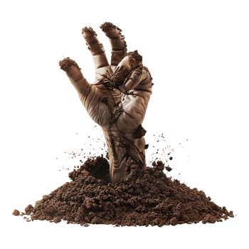 AI generated 3D Rendering of a Horror Hand Coming Out From Grave Halloween on Transparent Background - Ai Generated png