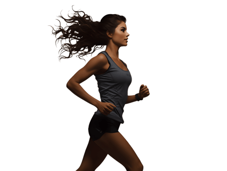 AI generated Fit Young Woman Running Isolated on Transparent Background. Generative Ai png
