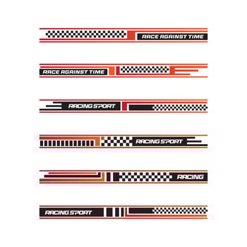 PrinSport racing stripes car stickers. modification body speed and drift vinyl decal for car bike and truck. Vector race car stickers isolated set