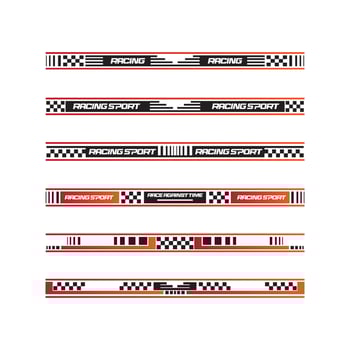 PrinSport racing stripes car stickers. modification body speed and drift vinyl decal for car bike and truck. Vector race car stickers isolated set