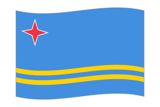 Waving flag of the country Aruba. Vector illustration.