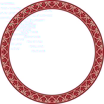 Vector gold and red round Chinese ornament. Frame, border, circle, ring of Asian peoples of the East.