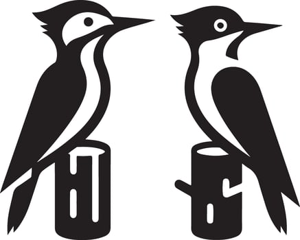 Woodpeckers bird logo concept, black color silhouette,  white background 9 vector