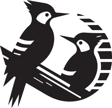 Woodpeckers bird logo concept, black color silhouette,  white background 17 vector