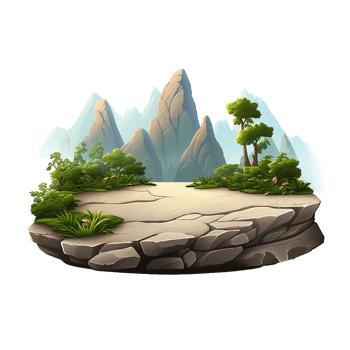 AI generated Round stone mountain nature podium png isolated on transparent background