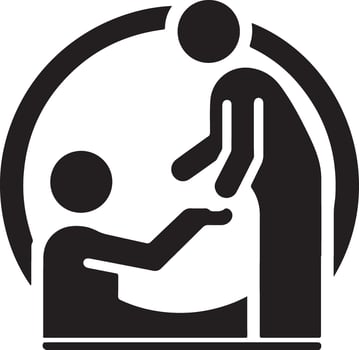 a man help other man vector icon black color silhouette, white background 14