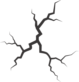 Wall cracks with broken texture. Ground earthquake effect. Hole lines on earth and ice. Rock destruction scratch. png