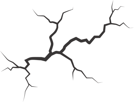 Wall cracks with broken texture. Ground earthquake effect. Hole lines on earth and ice. Rock destruction scratch. png