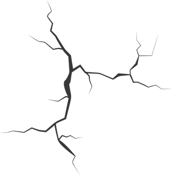 Wall cracks with broken texture. Ground earthquake effect. Hole lines on earth and ice. Rock destruction scratch. png