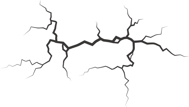 Wall cracks with broken texture. Ground earthquake effect. Hole lines on earth and ice. Rock destruction scratch. png