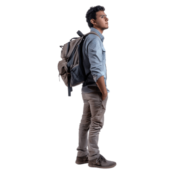 AI generated Male Student Girl Standing Wearing Bag on Transparent background - Ai Generated png