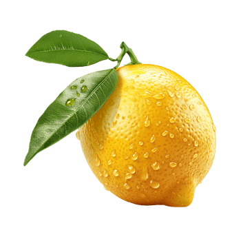 AI generated Lemon with lemon leaves isolated on white background, Healthy organic natural fresh citrus fruit concept, AI generated, PNG transparent