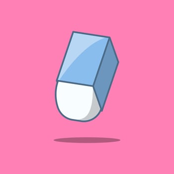 Free vector eraser, pencil eraser, stationery tools. Vector cartoon illustration.