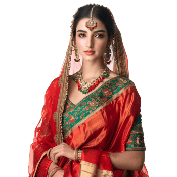 AI generated Traditional Indian Woman in Local Dress and Jewelry on Transparent background - Ai Generated png