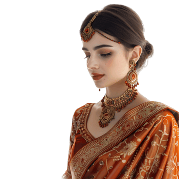 AI generated Traditional Indian Woman in Local Dress and Jewelry on Transparent background - Ai Generated png
