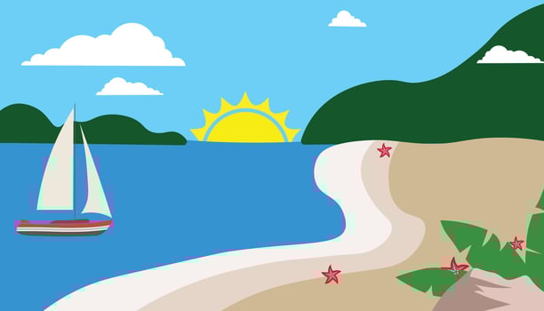 Summer Beach background vector illustration.