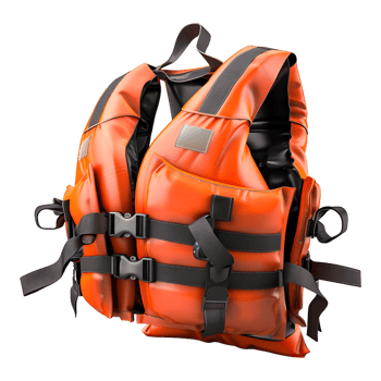 AI generated 3D Rendering of a Orange Life Jacket on Transparent Background - Ai Generated png