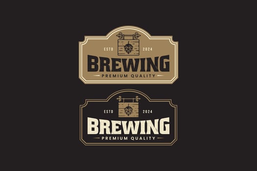 hop and wooden board logo design for bar and brewing company label, sign, symbol or brand identity vector