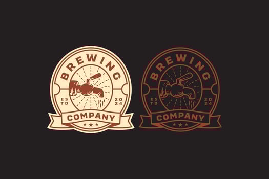 beer tap classic logo design for bar and brewing company label, sign, symbol or brand identity vector