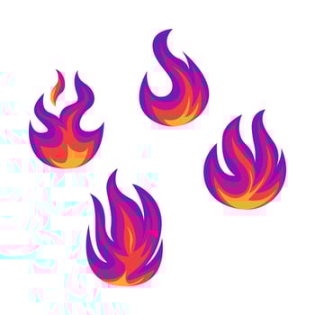 warm set of flames isolated white background vector