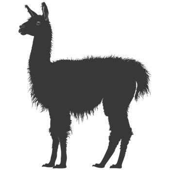 AI generated Silhouette llama animal black color only full body png