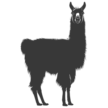 AI generated Silhouette llama animal black color only full body png
