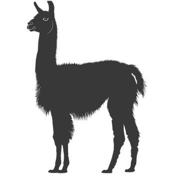 AI generated Silhouette llama animal black color only full body png