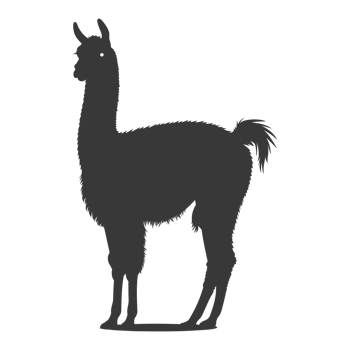 AI generated Silhouette llama animal black color only full body png